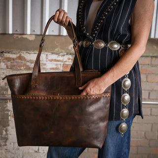  Women’s STS Bandera chocolate leather western tote bag