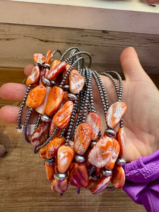 14" Spiny Oyster & Sterling Silver Pearl Choker – 3mm & 10mm - Cowboy Swagger14" Spiny Oyster & Sterling Silver Pearl Choker – 3mm & 10mmChoker