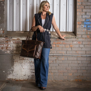 Women’s STS Bandera chocolate leather western tote bag