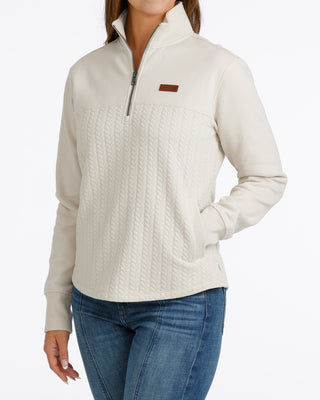 Cinch Women’s cream 1/4 zip pullover front view