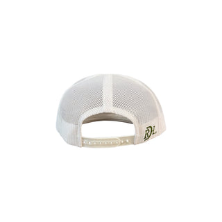 Red Dirt Hat Co. Fowl Play Trucker Cap White Olive Green Mesh Snapback | Cowboy Swagger