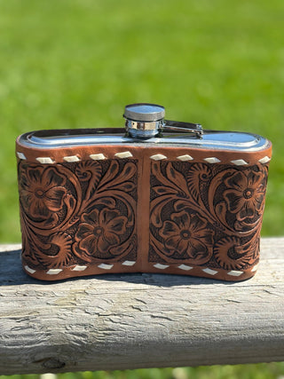 24oz Cactus Lightning Tooled Flask - Cowboy Swagger24oz Cactus Lightning Tooled Flask