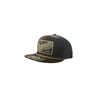 Back view of Red Dirt Hat Co True Grit Western snapback cap with brown mesh and logo embroidery