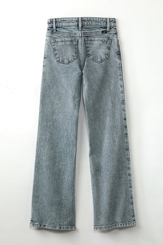 Cruel Girl girls’ light acid wash wide leg trouser jeans with high-rise fit