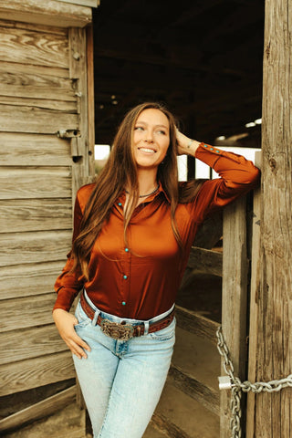 2Fly Satin Saddle Turquoise Snap Shirt - Cowboy Swagger2Fly Satin Saddle Turquoise Snap Shirt