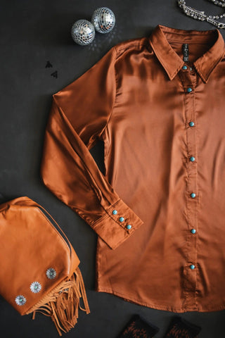 2Fly Satin Saddle Turquoise Snap Shirt - Cowboy Swagger2Fly Satin Saddle Turquoise Snap Shirt