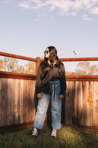 2Fly Satin Saddles Midnight Black Turquoise Snap Shirt - Cowboy Swagger2Fly Satin Saddles Midnight Black Turquoise Snap Shirt