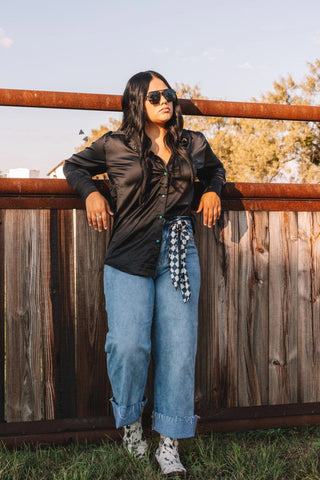 2Fly Satin Saddles Midnight Black Turquoise Snap Shirt - Cowboy Swagger2Fly Satin Saddles Midnight Black Turquoise Snap Shirt