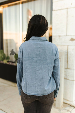 2Fly Women’s Call It Classic Denim Top – Western Pintuck Long Sleeve Button Down - Cowboy Swagger2Fly Women’s Call It Classic Denim Top – Western Pintuck Long Sleeve Button Down