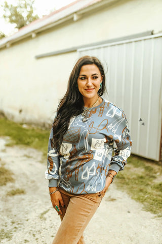 2Fly Women’s Tackroom Talks Long Sleeve Graphic Top – Cozy Lined Western Style - Cowboy Swagger2Fly Women’s Tackroom Talks Long Sleeve Graphic Top – Cozy Lined Western Style