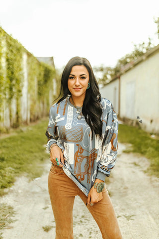 2Fly Women’s Tackroom Talks Long Sleeve Graphic Top – Cozy Lined Western Style - Cowboy Swagger2Fly Women’s Tackroom Talks Long Sleeve Graphic Top – Cozy Lined Western Style