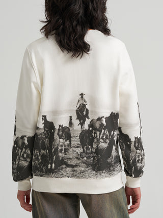 Wrangler Women’s Western Desert Scene Crewneck Sweatshirt – White