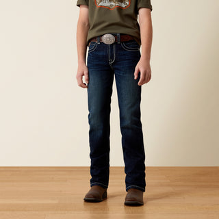 Ariat Boys B5 Slim Fit Straight Leg Mineral Blue Western jeans front view