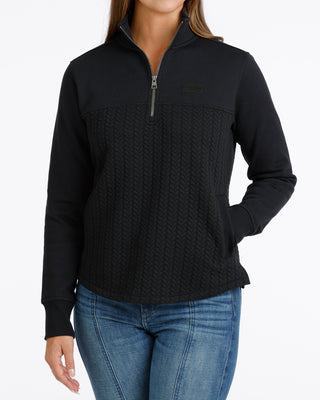 Cinch Women’s black 1/4 zip pullover sweatshirt front view