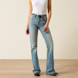 Ariat Women’s Maryland High Rise Slim Trouser Jean 10072964 in light wash stretch denim with a flattering western fit and trouser leg design.