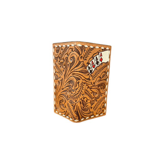 3D Belt Co. Aces Tooled Leather Rodeo Wallet, detail view