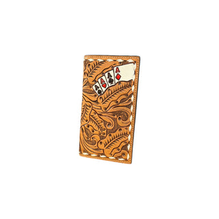 3D Belt Co. Aces Tooled Leather Rodeo Wallet, front view