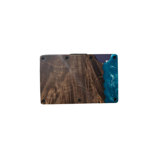 3D Belt Company Turquoise Resin Wood Utility Wallet, back view showing money clip