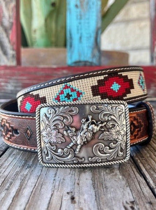 3D Boys Aztec Stitching Leather Western Belt – Style D120002008 - Cowboy Swagger3D Boys Aztec Stitching Leather Western Belt – Style D120002008