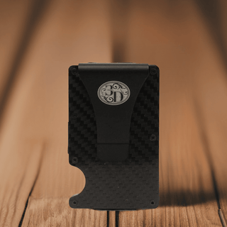 3D Men's RFID Smart Wallet, Carbon Fiber Money Clip, back view showing clip