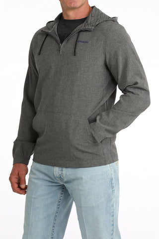 Cinch men’s grey lightweight Arena Flex performance hoodie with quarter zip