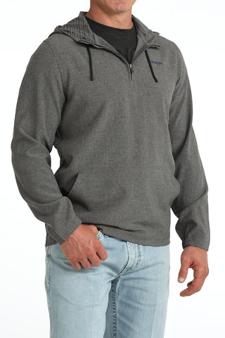 Cinch men’s grey lightweight Arena Flex performance hoodie with quarter zip