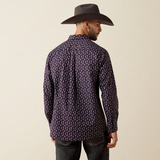 Ariat Men’s Parry purple paisley western shirt back view