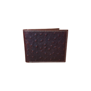 Nocona Men’s brown ostrich print leather bifold wallet with removable passcase and ID window