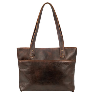     STS Bandera chocolate brown leather tote bag back view