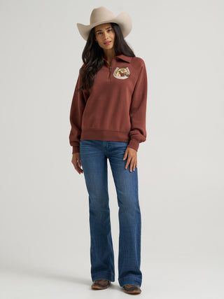     Wrangler Retro Women’s Americana Quarter Zip Sweatshirt Burgundy product image