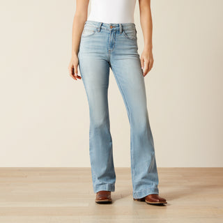Ariat Women’s Maryland High Rise Slim Trouser Jean 10072964 in light wash stretch denim with a flattering western fit and trouser leg design.