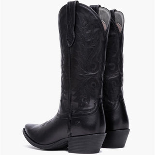     Durango black leather cowboy boots with classic Western embroidery