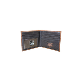 Ariat Men’s Shield Overlay Brown Rowdy Leather Bifold Wallet