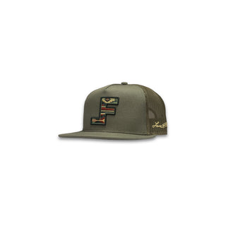 Lane Frost Sidewinder Olive Western Flat Bill Cap with Embroidered LF Logo