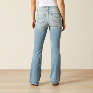 Ariat Women’s Maryland High Rise Slim Trouser Jean 10072964 in light wash stretch denim with a flattering western fit and trouser leg design.
