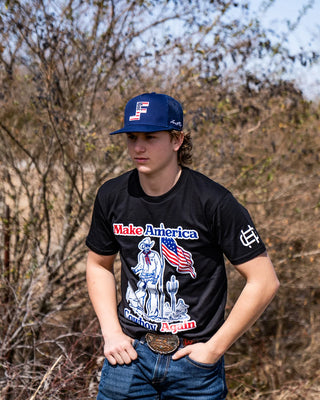 Lane Frost Brave Navy Blue American Flag Western Cap with Embroidered F Logo | Cowboy Swagger