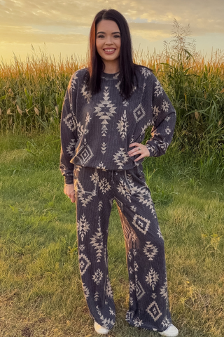 Sterling Kreek Women's Frontier Aztec Wide Leg Pants with Matching Top - Cowboy Swagger