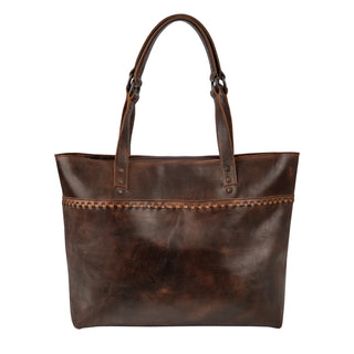     STS Bandera women’s chocolate leather tote bag back view