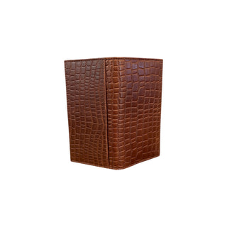 Nocona Men’s brown genuine leather rodeo wallet with embossed caiman print exterior, multiple card slots, clear ID window, and full-length bill compartment.