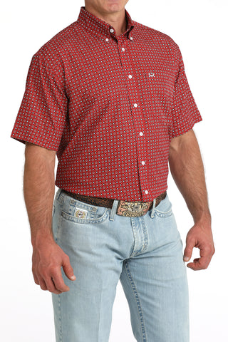 Cinch men’s red geo print ArenaFlex short sleeve western shirt