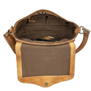    STS Bandera Dakota tan leather bag open interior view