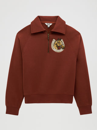     Wrangler Retro Women’s Americana Quarter Zip Sweatshirt Burgundy product image