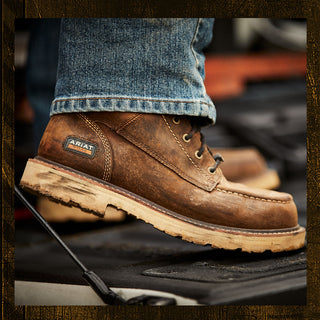 Ariat Men’s Rebar Lift 6-inch H2O composite toe work boot distressed brown