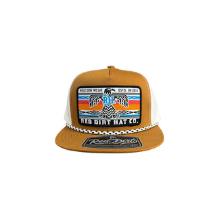 Red Dirt Hat Co. Freedom Snapback Cap – Flat Bill Trucker, Brown - Cowboy Swagger