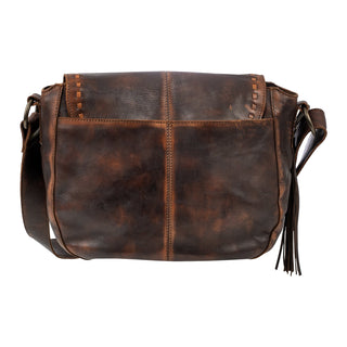 STS Ranchwear Bandera chocolate leather saddle hobo bag back view