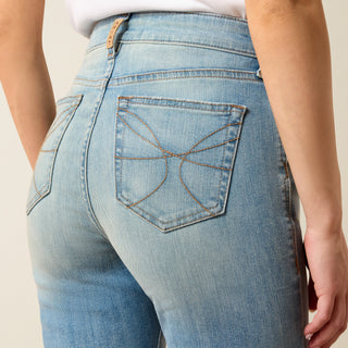 Ariat Women’s Maryland High Rise Slim Trouser Jean 10072964 in light wash stretch denim with a flattering western fit and trouser leg design.