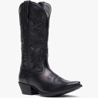     Durango black leather cowboy boots with classic Western embroidery