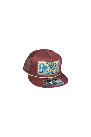 Red Dirt Hat Co. Where’s the Beef Burgundy Trucker Cap with Cadillac of Cattle Patch | Cowboy Swagger