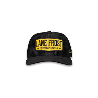 Lane Frost Coyote Black Western Cap with Yellow World Champion 1987 Patch