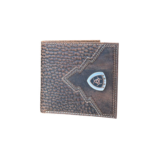 Ariat Men’s Shield Overlay Brown Rowdy Leather Bifold Wallet